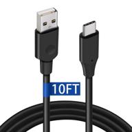 🔌 10ft usb c cable - extra long usb type c charging cord compatible with samsung galaxy s10 plus, note 10, s9, s8 - quick data sync cable - black logo