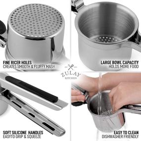 img 1 attached to 🥔 Zulay Kitchen Large 13.5oz Potato Ricer Stainless Steel - Heavy Duty Manual Masher Ricer for Mashed Potatoes & More - Non-Slip Handle - Perfect for Fruits, Carrots, Yams & More