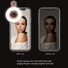 img 2 attached to 📸 Rechargeable Phone Camera Lens with Selfie Ring Light, 15x Macro Lens, Triple Light Modes and Double Row 53 LED Lights, ideal for iPhone/Android Mobile Photography, Camera Video Recording, VLOG