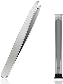 img 4 attached to 💅 Precision Slant Tweezers – High-Quality Stainless Steel Eyebrow Tweezers for Professional Beauty Care (Single-Silver)