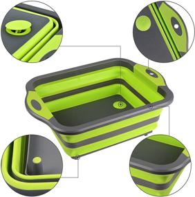 img 2 attached to HI NINGER Collapsible Cutting Board: Compact 3-in-1 Chopping Board, Storage Basket, and Sink Space Saver for BBQ Prep, Camping, Picnics - Green