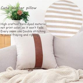 img 1 attached to ☕ Kiuree Chic Faux Leather Pillow Covers 20x20 Set of 2 Ticking Striped Farmhouse Decorative Throw Pillow Cover for Couch Living Room Bed Boho Accent Pillows (Coffee)