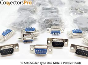 img 3 attached to 💻 Высококачественные компьютерные аксессуары - Connectors Pro 10 комплектов: пайка DB9 мужской с пластиковыми капюшонами, D-Sub разъем + капюшоны, 20 штук (10 DB9 мужских + 10 капюшонов)