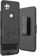 📱 nakedcellphone case with clip for motorola one 5g ace - slim kickstand phone cover in black with grid texture, rotating/ratchet belt hip holster - moto xt2113 accessory combination logo