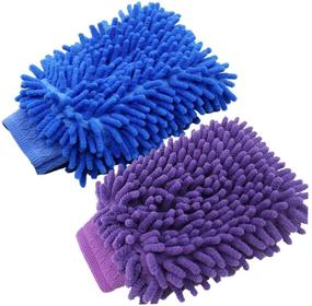 img 4 attached to Premium Chenille Microfiber Car Wash Mitts by The Rag Company - 2 Pcs Large Size Luxury Mitts for Scratch-Free, Lint-Free Cleaning with Chemical Guys. Winter Waterproof and Reusable!