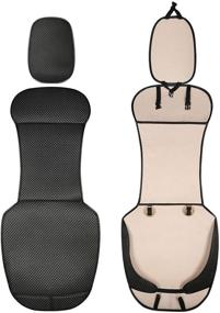 img 1 attached to 🚗 Premium Auto Seat Cover - Breathable Car Seat Cushion for Luxury Cars | Universal Fit for 95% Vehicles | Full-Wrap Bottom Seat Protection | Four Seasons Compatible (Black+Grey, 1 Piece)