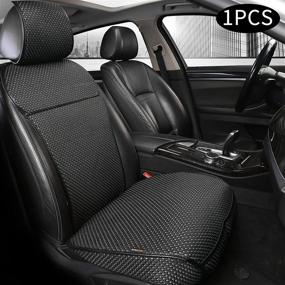 img 4 attached to 🚗 Premium Auto Seat Cover - Breathable Car Seat Cushion for Luxury Cars | Universal Fit for 95% Vehicles | Full-Wrap Bottom Seat Protection | Four Seasons Compatible (Black+Grey, 1 Piece)