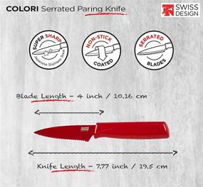 img 3 attached to Red Kuhn Rikon COLORI Non-Stick Serrated Paring Knife - 4 inch/10.16 cm Blade with Safety Sheath