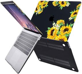 img 2 attached to 🌻 MOSISO MacBook Air 13 inch Case 2021-2018: Sunflower Hard Shell with Keyboard Cover, Mouse Pad, and Storage Bag - Black