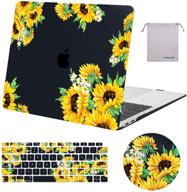 🌻 mosiso macbook air 13 inch case 2021-2018: sunflower hard shell with keyboard cover, mouse pad, and storage bag - black logo