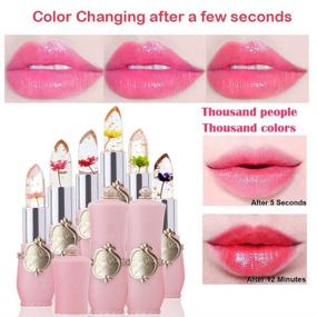 img 2 attached to SuperThinker Crystal Jelly Flower Lipstick: 6 PCS Magic Temperature Color Changing Lip Gloss Set for Women Girls, Moisturizing Clear Lip Balm Makeup (Pink)