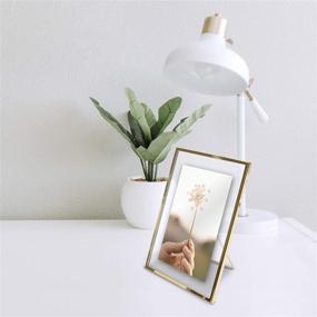 img 2 attached to 🖼️ Elegant Gold Metal Floating Picture Frame - MIMOSA MOMENTS Pressed Glass, with Metal Easel, Desk Photo Display (4x6)