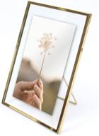 🖼️ elegant gold metal floating picture frame - mimosa moments pressed glass, with metal easel, desk photo display (4x6) логотип