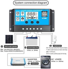 img 3 attached to Efficient 20A Solar Charge Controller with Adjustable LCD Display for 12V/24V Solar Panel Battery System, Intelligent Regulator featuring Dual USB Ports