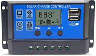 efficient 20a solar charge controller with adjustable lcd display for 12v/24v solar panel battery system, intelligent regulator featuring dual usb ports logo