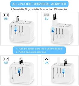 img 2 attached to 🌍 HAOZI Все-в-одном переходник для путешествий с 4 USB-портами, универсальный европейский адаптер для более чем 150 стран (восстановление предохранителя), улучшенный международный адаптер питания, новый белый.