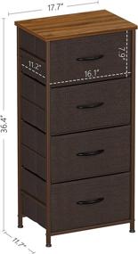 img 1 attached to 🗄️ CubiCubi Dresser Storage Tower, 4 Drawer Fabric Organizer Unit for Bedroom Entryway Closets, 16" Small Easy Pull Dresser with Sturdy Steel Frame and Wood Top in Brown