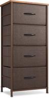 🗄️ cubicubi dresser storage tower, 4 drawer fabric organizer unit for bedroom entryway closets, 16" small easy pull dresser with sturdy steel frame and wood top in brown логотип