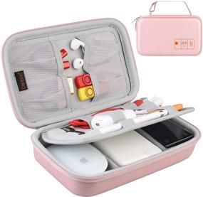 img 4 attached to 🌸 Rose Gold Double Layer Shockproof Travel Case for Electronics Accessories - Hard Organizer Bag for Charger, Cord, Flash Drive, Apple Pencil, Power Bank, Cables, and Gadgets