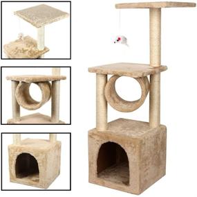 img 2 attached to 🐱 Pet Furniture: Cat Tree Tower Condo with Plush Perch, Large Perching Platform, Sisal Scratching Posts - Ideal for Kittens and Medium-sized Cats