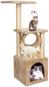 img 4 attached to 🐱 Pet Furniture: Cat Tree Tower Condo with Plush Perch, Large Perching Platform, Sisal Scratching Posts - Ideal for Kittens and Medium-sized Cats