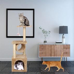 img 3 attached to 🐱 Pet Furniture: Cat Tree Tower Condo with Plush Perch, Large Perching Platform, Sisal Scratching Posts - Ideal for Kittens and Medium-sized Cats