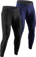 🏋️ devops men's thermal compression pants: ultimate athletic leggings base layer bottoms (2 pack) logo