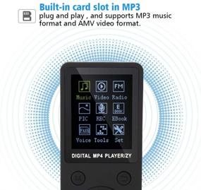 img 2 attached to 🎧 Black Portable MP3/MP4 Player with Music, Radio, Recording, Video, E-Book Functions, Stopwatch, 32G Memory Card Support, Extended Battery Life for Headphones