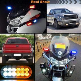 img 3 attached to Ricoy Super Bright Amber White 12-LED 12-24V Car Truck Warning Caution Emergency Construction Waterproof Beacon Flash Caution Strobe Bumper Grill Tail Work Light Bar 4-Pack