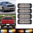 ricoy super bright amber white 12-led 12-24v car truck warning caution emergency construction waterproof beacon flash caution strobe bumper grill tail work light bar 4-pack logo