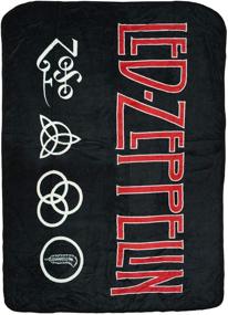 img 1 attached to 🔥 Super Soft Led Zeppelin 4 Symbols Fleece Plush Throw Blanket - Bioworld Quality