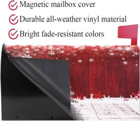 img 1 attached to 🎄 Merry Christmas Tree Winter Snowflake Pine Magnetic Mail Wraps – Red Christmas Tree Wood White Snow Mailbox Covers (Standard Size 21"Lx 18"W)