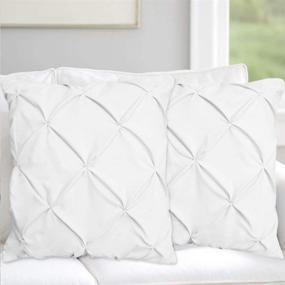 img 3 attached to 🛏️ Set of 2 Pinch Pleated Pintuck Euro Pillow Shams - High-Quality White European Decorative Shams made of 100% Egyptian Cotton with 500 Thread Count