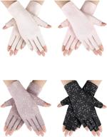 🧤 women's summer sunscreen fingerless gloves - 4 pairs uv protection half finger gloves for driving, riding, fishing, golfing & outdoor activities - medium size logo