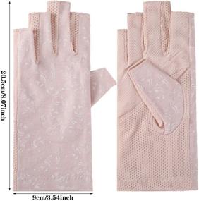 img 2 attached to 🧤 Women's Summer Sunscreen Fingerless Gloves - 4 Pairs UV Protection Half Finger Gloves for Driving, Riding, Fishing, Golfing & Outdoor Activities - Medium Size