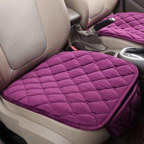 img 1 attached to DEALPEAK Breathable Anti Slip Car Seat Cushion Cover Pad Mat Nonslip Winter Warm Lattice Pattern Protector Auto Chair Cushion With Velvet Elastic Plush For Vehicles Car Supplies (Color : Purple)