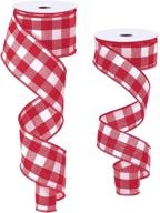 🎀 gingham ribbon wired edge plaid ribbon buffalo checked ribbon cambridge wired plaid ribbon: perfect festive diy craft supplies for christmas, parties, and more - 11 yard roll (red and white, 1.5/2.5 inch) logo