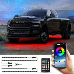 img 4 attached to Transform Your Ride with Unplug Exterior Car LED Strip Lights: Neon Accent Underglow Lights for Trucks, Cars, SUVs | RGB LED Strip Light Underglow Kit for Car | APP & RF Control | 16 Million Colors Sync to Music | DC 12V