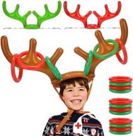 🦌 turnmeon inflatable reindeer antler ring toss game - fun holiday party game for christmas & thanksgiving - includes 3 antlers & 12 rings logo