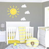 🌞 pam grace creations 3-piece crib bedding set in sunshine yellow and gray chevron logo