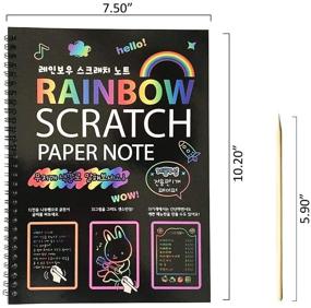 img 3 attached to Besting Scratch Paper Art Book - 3 Packs | 30 Sheets, 10.2x7.5 inches | Rainbow Color Scratch Off Paper with Stylus Scratchers | Ideal for Kids School, Focus & Hand Practice (PR330)