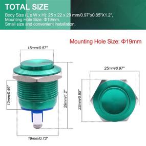 img 2 attached to 🌊 Twidec 19mm Waterproof Green Metal Shell Momentary Raised Top Push Button Switch - 3A/12~250V SPST 1NO Start Button for Car Modification Switch | Quality Assurance for 1 Year - M-19-G-G