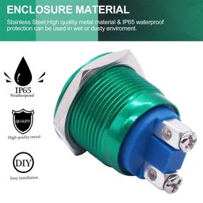 img 3 attached to 🌊 Twidec 19mm Waterproof Green Metal Shell Momentary Raised Top Push Button Switch - 3A/12~250V SPST 1NO Start Button for Car Modification Switch | Quality Assurance for 1 Year - M-19-G-G