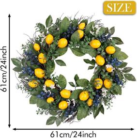 img 2 attached to Valery Madelyn 24 Inch Fall Autumn Fruit Wreath with Artificial Yellow Lemons, Blueberry and Green Leaves - Ideal for Front Door, Indoor/Outdoor, Window, and Home Décor during Spring and Summer