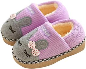 img 4 attached to 🐾 Cute Fur Lined Winter House Slippers for Girls & Boys - JACKSHIBO Kid's Warm Indoor Slippers