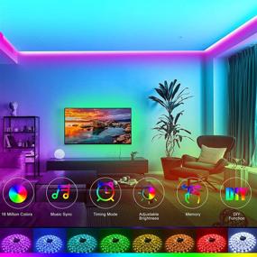 img 2 attached to 65.6ft HRDJ Led Strip Lights - Music Sync Color Changing 5050 SMD RGB Led Light Strips for Bedroom - Remote App Control for Room Party