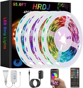 img 4 attached to 65.6ft HRDJ Led Strip Lights - Music Sync Color Changing 5050 SMD RGB Led Light Strips for Bedroom - Remote App Control for Room Party