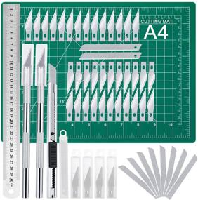 img 4 attached to 🔪 Cridoz Craft Knife Precision Cutter Kit: Includes Self Healing Cutting Mat, Stainless Steel Ruler - Perfect for Art, Hobby, Scrapbooking, and Stencil Carving