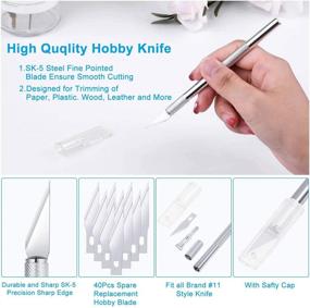 img 2 attached to 🔪 Cridoz Craft Knife Precision Cutter Kit: Includes Self Healing Cutting Mat, Stainless Steel Ruler - Perfect for Art, Hobby, Scrapbooking, and Stencil Carving