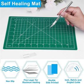 img 1 attached to 🔪 Cridoz Craft Knife Precision Cutter Kit: Includes Self Healing Cutting Mat, Stainless Steel Ruler - Perfect for Art, Hobby, Scrapbooking, and Stencil Carving